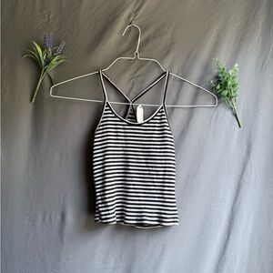 Black and White Striped Women's Top